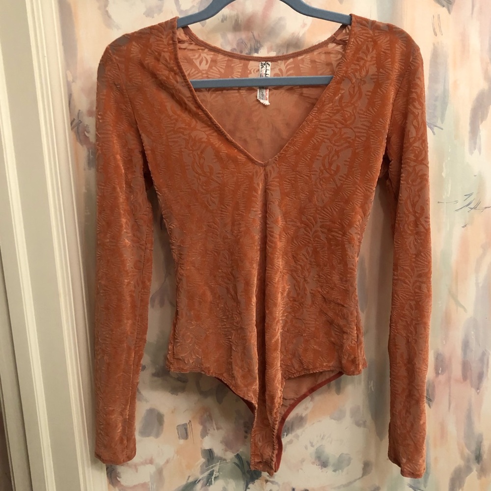 Free people, small, orange bodysuit